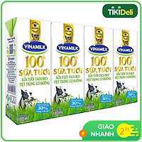 Lốc 4 hộp Sữa Tươi Tiệt Trùng Vinamilk 100% Tách Béo Có Đường (180ml / Hộp)