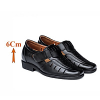 Giày Tăng Chiều Cao Nam T&TRA Tăng Cao 6Cm- T50 Đen - Chất Liệu Da Bò Cao Cấp, Đế Cao Su Đúc , Phần Tăng Cao Ẩn Bên Trong