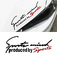Tem dán Sport mind trang trí nắp capo ô tô Mầu Đen Đỏ