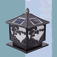 Đèn trụ cột năng lượng mặt trời hình cây tùng màu đen, trang trí hàng rào, sân vườn, chịu mưa nắng, thiết kế tinh xảo mang đậm chất cổ điển, tiết kiệm điện, tối ưu hóa cuộc sống xanh HT629