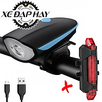 COMBO Đèn Còi Xe Đạp 7588 Và Đèn Hậu Sạc USB BS216