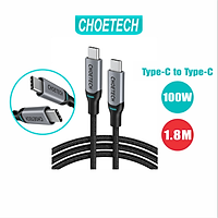Dây Cáp Sạc Nhanh USB Type C to Type C 100W Dài 1.8M Chuyên Sạc Macbook, Laptop, Smartphone CHOETECH XCC-1002-GY - Hàng Chính Hãng