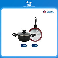 COMBO NỒI THÉP CARBON + CHẢO NHÔM CHỐNG DÍNH CỦA MEGA - THƯƠNG HIỆU GIA DỤNG MỸ