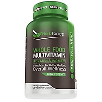 Whole Food Multivitamin for Women & Men with 62 Superfoods From Whole food Markets Real Raw Veggies, Fruits, Probiotic Digestive Enzymes Vitamin E, A, B Complex Ginkgo Bilboba Cinnamon - Vegan Non-GMO