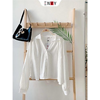 Áo sơ mi trắng nữ linen ENVY S102 form babydoll dễ thương