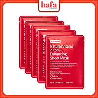 Combo 5 Mặt nạ giấy dưỡng trắng da làm mờ vết thâm By Wishtrend Natural Vitamin C 21.5 Enhancing Sheet Mask 23g x5