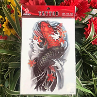 HB-100-Hình Xăm Dán 3D Cho Tay, Ngực, Vai, Lưng Tattoo - HÌNH CÁ CHÉP VƯỢT LONG MÔN KHÔNG MẦU