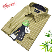 Áo sơ mi nam Amazing kẻ sọc đứng, dài tay, phong cách công sở thanh nhã, form xuông, thân rộng, vải Bamboo