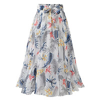 DASSWEI Fashion Summer Chiffon Floral Printed Skirt For Women Casual Elastic High Waist Mid Calf Skirts Female A-Line Midi Skirt