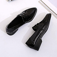 【Quần áo SF】Fall New Leather Shoes Women's Same Style as Tiffany Tang Casual Korean Style Pointed-Toe Slip-on Leather Shoes Women's Shoes