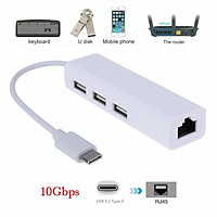USB-C USB 3.1 Type C to USB RJ45 Ethernet Lan Adapter Hub Cable for Macbook PC Type-C port