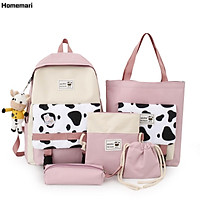 5 Cái/bộ Trẻ Em Học Túi Nữ Bò Sữa In Hình Ba Lô Trẻ Em Túi Đeo Vai Dễ Thương Tất Schoolbag Bé Gái Mochila Escolar 2021