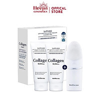 Bộ 2 Sữa rửa mặt Collagen 150g + Máy rửa mặt WellDerma Sapphire Low Molecule Marine Collagen Cleansing Duo