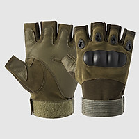 Fingerless Gloves with Hard Knuckle Anti-Slip Adjustable Half Finger Sports Gloves for Fitness Climbing Hiking Cycling