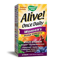 Nature's Way Alive! Once Daily Women's Multivitamin, Ultra Potency, Food-Based Blends (240mg per serving), 60 Tablets