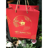 Túi quà tết 2022 màu đỏ đẹp, sang trọng kích thước lớn đứng, túi xách hộp quà tặng tết cho người thân từ Message Coffee