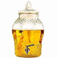 Bình ngâm rươu thủy tinh kim cương 8833 tặng 12 ly rượu bầu có van hay không van