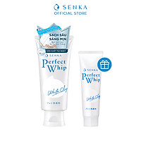 Sữa rửa mặt tạo bọt chiết xuất đất sét trắng Senka Perfect White Clay 120g tặng Sữa rửa mặt Senka Clay 50g