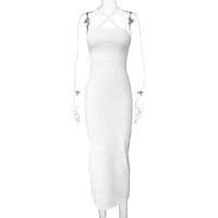 DISEYAR Dài Đầm Bodycon Sexy Đồ Phối Dây Đen Mùa Hè Áo Dạo Phố Hở Lưng Đầm Maxi Trang Phục 2021