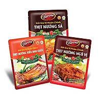 Combo Xốt gia vị hoàn chỉnh Barona: 1 gói Thịt Nướng Hàn Quốc (80gr) + 1 gói Thịt Nướng Ngũ Vị (80gr) + 1 gói Thịt Nướng Sả (80gr)