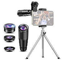APEXEL APL-22X105-4IN1 Metal Phone Camera Lens 22X Telephoto Lens Fisheye Lens Wide Angle Lens Macro Lens Polarization