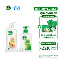 Bộ 1 chai sữa tắm Onzen mật ong kháng khuẩn dưỡng thể Dettol 950g/Chai và 1 nước rửa tay diệt khuẩn Dettol 250g/Chai