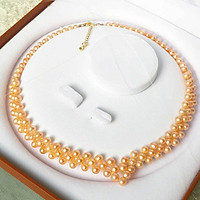 Vòng Cổ Ngọc Trai Nước Ngọt Thiên Nhiên Cao Cấp - Chuỗi Kết Hạt Tròn - Trang Sức Cô Tấm - Quà Tặng Bạn Gái - OTIS PEARL (6-7ly) - Cam - CTJ0410 + Tặng Kèm Bông Tai Nụ Bạc