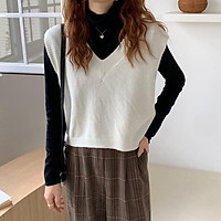Áo Len Nữ - Áo Gile - Cổ Chữ V Phong Cách Retro Hàn Quốc 5 Màu Size S,M