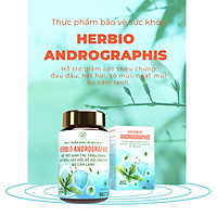 Viên uống thảo dược Herbio Andrographis - kết hợp Xuyên Tâm Liên và Vitamin C tăng cường đề kháng, hỗ trợ giảm các triệu chứng đau đầu, hắc hơi, sổ mũi, ngạt mũi do cảm lạnh - Hộp 01 Lọ x 60 viên