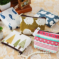 Ví Nữ Vải Canvas Mini kích thước 9x9cm Để Đồ Cá Nhân Son, Chìa Khóa, Vé Xe Nhỏ Gọn Tiện Lợi