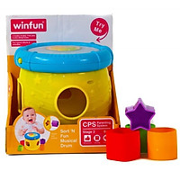 Đồ chơi phát triển tư duy - vận động tinh cho bé: Trống thả hình khối có đèn nhạc phát triển giác quan - Winfun 0748 - tặng đồ chơi tắm