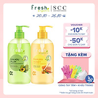 Combo 2 chai Gel tắm Fresh Organic Sáng da Dưỡng ẩm vượt trội chiết xuất từ mận Kakadu và Mật ong Manuka hữu cơ 500g