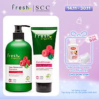 Bộ đôi gội xả Fresh Organic Chăm sóc tóc nhuộm chiết xuất Quả mâm xôi hữu cơ 500g + 180g