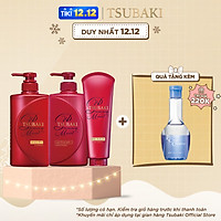 Bộ Ba Chăm Sóc Tóc Dưỡng Tóc Bóng Mượt TSUBAKI Gội Xả (490ml/chai) + Kem Xả 180g