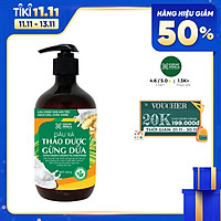 Dầu xả thảo dược gừng dừa Cocayhoala mềm mượt tóc, dưỡng tóc, phục hồi hư tổn dung tích 440g -95%thành phần từ gừng tươi hữu cơ còn nguyên xơ gừng an toàn cho mẹ bầu mẹ sau sinh