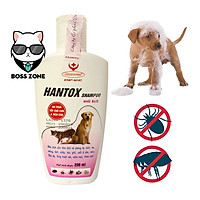 Sữa tắm cho chó mèo Hantox Shampoo Hồng Nhũ Bạc 200ml, Sữa tắm trị ve rận, bọ chét, giúp mượt lông