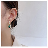 Khuyên tai đính đá hình vuông màu xanh sang trọng T0019