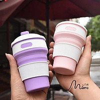 Cốc uống nước gấp gọn silicon chịu nhiệt 200 độ dung tích 350ml sẵn hàng 6 màu dễ dàng mang đi xa