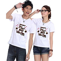 Bộ Áo Thun Đôi Nam Nữ I Can't You Can't But We Can Màu Trắng
