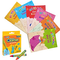 Sách : Combo Sách Bé Tô Màu Công Chúa 6 Cuốn + Bút Sáp 12 Màu Duka DK 3303 -12