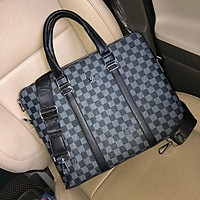 Cặp Da LV kẻ Ô Cao Cấp Đựng Laptop Tài Liệu Công sở đi làm