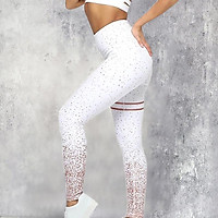 Phụ Nữ Vàng In Tập Yoga Spor Bộ Trang Phục Cao Cấp Quần Legging Thể Dục Tập Thể Dục Tập Thể Dục Tại Nhà Nữ Đi Xe Đạp Chạy Tập Luyện Quần