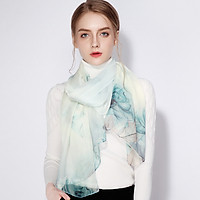 Shanghai story STORY Of SHANGHAI silk scarf female silkworm silk scarf autumn and winter casual shawl blue and white whisper water blue