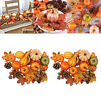 Set of 100 Fall Artificial Pumpkins Realistic Maple Leaves, Pine Cones, Acorns