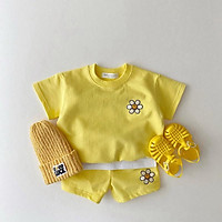Mùa Hè 2021 Mới Cotton Bộ Quần Áo Bé Trai Và Bé Gái Dễ Thương Nụ Cười In Áo + Quần Short 2 Trẻ Em quần Áo Phù Hợp Với