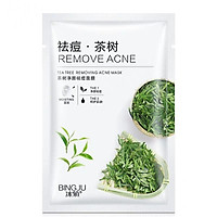 BINGJU – 10 Mặt nạ tràm trà trị mụn Teatree Removing Acne Mask mặt-nạ trà-xanh