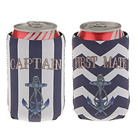 2pcs Beer Bottle Tin Holder Can Cooler Sleeve Wrap First Mate Captain Anchor