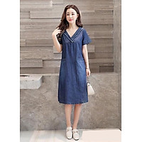 Đầm Jean Nữ Cổ Tim Túi Giả Xinh Xắn