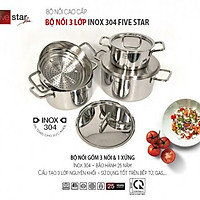 Bộ nồi xửng hấp inox 304 cao cấp Fivestar Plus 3 lớp đúc liền 4 chiếc nắp inox