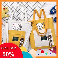 Túi Nữ Tote Vải Quai Vai Nhiều Hình Cute Đi Học Thêm Hoặc Đi Chơi